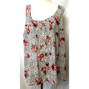 Torrid Crossover Leopard & Rose Floral Tank Size 1 Round Neck Sleeveless
